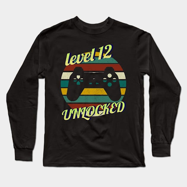 Level 12 Unlocked 12th Birthday funny Gift idea for Gamers Long Sleeve T-Shirt by Smartdoc